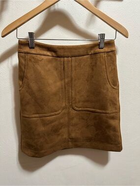 LOFT Camel Brown Faux-Suede Mini Skirt